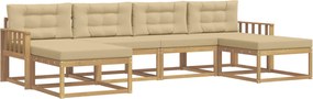 vidaXL Σειρά Καναπέ Εξωτερικού με μαξιλάρι 6 pcs Λευκό και Μπεζ