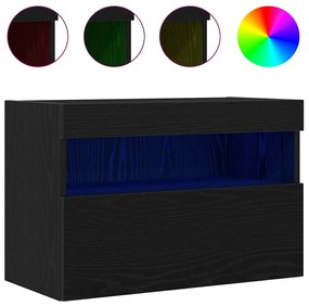 vidaXL Ντουλάπα Τοίχου για TV με Φωτιστικά LED Μαύρη Δρυς 60x30x40 εκ.