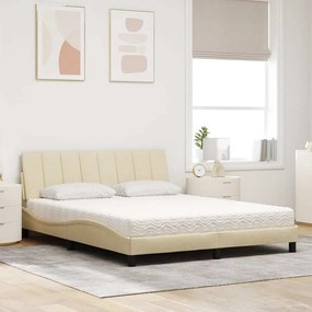 vidaXL Κρεβάτι με Στρώμα Hanko Κρεμ 160x200 εκ. Υφασμάτινο