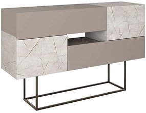 Μπουφές Roberta 119-001169 145x40x82cm Marble Effect White-Moca Μελαμίνη,Μέταλλο