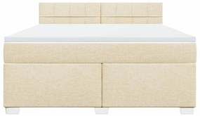 vidaXL Κρεβάτι Boxspring με Στρώμα Κρεμ 180x200 εκ. Υφασμάτινο