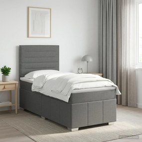 vidaXL Κρεβάτι box spring με στρώμα Σκούρο Γκρι 80 x 200 cm Ύφασμα