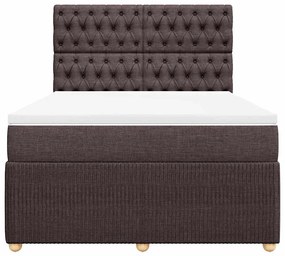 vidaXL Κρεβάτι Boxspring με Στρώμα Σκούρο Καφέ 140x200 εκ Υφασμάτινο