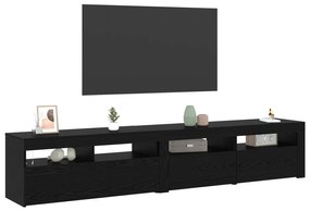 vidaXL Φυλάκια TV 2 τεμάχια με LED φώτα Μαύρη Δρυός Επεξεργασμένο Ξύλο