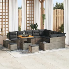 vidaXL Σετ Καναπέ Κήπου με μαξιλάρι 12 pcs Γκρι Πολυ ράταν