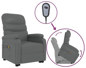 vidaXL Πολυθρόνα Μασάζ με Ανύψωση Ανθρακί από Συνθετικό Δέρμα