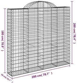 Συρματοκιβώτια Τοξωτά 12 τεμ. 200x50x180/200 εκ. Γαλβαν. Ατσάλι - Ασήμι