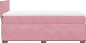 vidaXL Κρεβάτι Boxspring με Στρώμα Ροζ 90x200 εκ. Βελούδινο