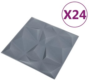 ΠΑΝΕΛ ΤΟΙΧΟΥ 3D 24 ΤΕΜ. ΓΚΡΙ ΔΙΑΜΑΝΤΙΟΥ 50 X 50 ΕΚ. 6 Μ² 150919