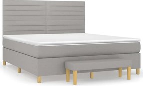 vidaXL Κρεβάτι Boxspring με Στρώμα Αν. Πράσινο 160x200εκ Υφασμάτινο