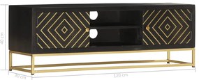 vidaXL Έπιπλο Τηλεόρασης Μαύρο/Χρυσό 120 x 30 x 40 εκ. από Μασίφ Ξύλο Μάνγκο