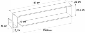 Έπιπλο τηλεόρασης επιτοίχιο Regnar Megapap χρώμα sapphire oak 168,6x25x31,8εκ.