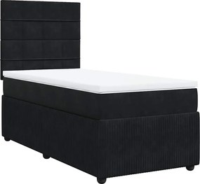 vidaXL Κρεβάτι Boxspring με Στρώμα Μαύρο 90x190 εκ. Βελούδινο