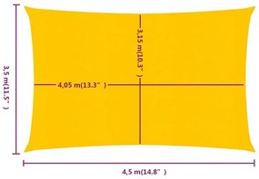 Πανί Σκίασης Ορθογώνιο Κίτρινο 3,5x4,5 μ. από HDPE 160 γρ/μ² - Κίτρινο