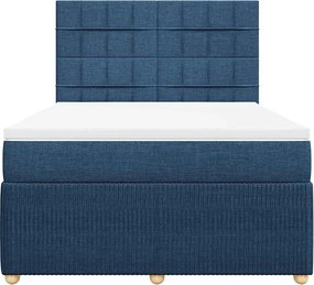 vidaXL Κρεβάτι Boxspring με Στρώμα Μπλε 160x200 εκ. Υφασμάτινο