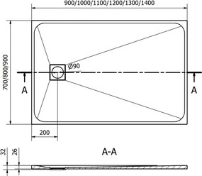 Mexen Bert ορθογώνιος δίσκος ντους SMC 120 x 90 cm, λευκός - 4K109012