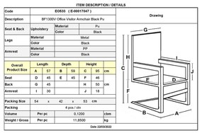 Πολυθρόνα Επισκέπτη BF1300V PU Μαύρο 57x59x95cm