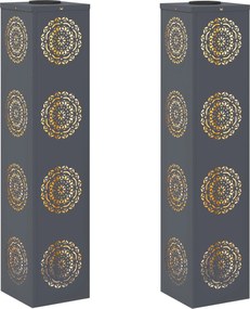 vidaXL Ηλιακό LED Φως Δρόμου 2 pcs Ανθρακί Κρύο Ρολαρισμένο Χάλυβα