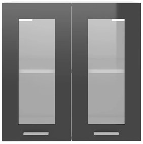 vidaXL Ντουλάπι Κρεμαστό με Τζάμι Γυαλ. Γκρι 60x31x60 εκ. Μοριοσανίδα