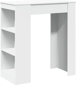 vidaXL Τραπέζι Μπαρ με Ράφια Λευκό 95x47x103,5 εκ. Επεξεργ. Ξύλο