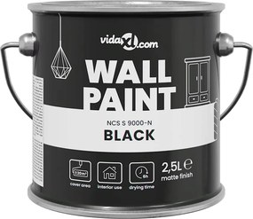 vidaXL Βαφή τοίχου Μαύρο 2,5 L Εκτύπωση τοίχου