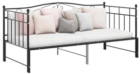 Πλαίσιο για Καναπέ - Κρεβάτι Μαύρο 90 x 200 εκ. Μεταλλικό