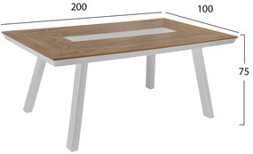 ΤΡΑΠΕΖΙ ΑΛΟΥΜΙΝΙΟΥ TABER ΜΕ POLYWOOD 200X100 ΛΕΥΚΟ HM5131.11