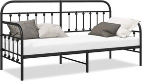 vidaXL Σκελετός κρεβατιού ημέρας Μαύρο 75 x 190 cm