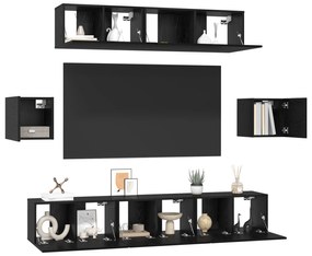 vidaXL Σετ επίπλου τηλεόρασης 7 pcs Μαύρη δρυς 80 x 30 x 30 εκ