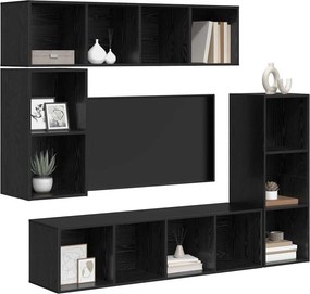 vidaXL Σετ επίπλου τηλεόρασης 4 pcs Μαύρη Οξυά Επεξεργασμένο ξύλο