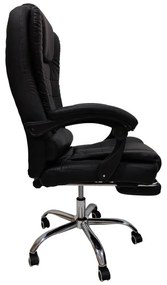 Καρέκλα γραφείου διευθυντή με υποπόδιο Worko pu σε μαύρη απόχρωση 66x62x113-121εκ 66x62x121 εκ.