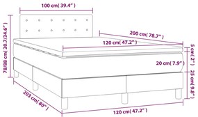 vidaXL Κρεβάτι Boxspring με Στρώμα Ροζ 120x200 εκ. Βελούδινο