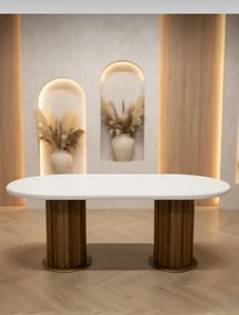 Stewehome Μονό τραπέζι MDF Bohem από MDF-Καρυδιά / Λευκό 90x170 cm