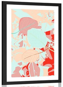 Αφίσα με πασπαρτού Χρωματιστά φύλλα - 40x60 white