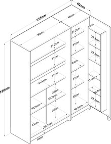 Ντουλάπι Λευκό EUFRO 135x42x180