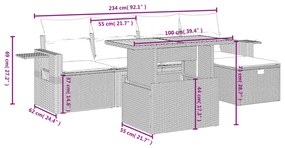 vidaXL Καναπές Κήπου 6 Τεμαχίων Μαύρο από Συνθετικό Ρατάν με Μαξιλάρια