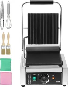 VEVOR Commercial Panini Press Grill Electric Sandwich Maker Griddle Plate 9"x9"