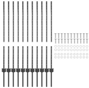 vidaXL Πό posts φράχτη 22 pcs Γκρι 100 cm Ατσάλι