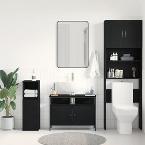 vidaXL Ντουλάπα Νιπτήρα Μαύρο Δρυς 80x30x60 εκ. Κατασκευασμένο ξύλο