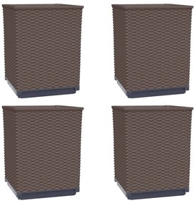 vidaXL Ζαρντινιέρες 4 τεμ. Καφέ 30 x 30 x 37 εκ. από Πολυπροπυλένιο