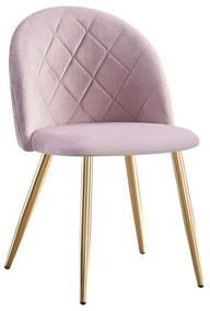 Καρέκλα Bella ΕΜ759,1G 50x56x80cm (Σετ 4τμχ) Gold - Dirty Pink Metal, Fabric