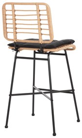 Σκαμπό Μπαρ ALLEGRA C5709.11 Μεταλλικό Μεσαίου Ύψους με Μπεζ Wicker &amp; Μαύρο Μαξιλάρι 46x46x99Υεκ 46x46x99 εκ.