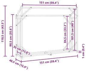 VIDAXL ΡΑΦΙ ΓΙΑ ΚΑΥΣΟΞΥΛΑ ΜΕ ΚΑΛΥΜΜΑ ΒΡΟΧΗΣ 151X40,5X110,5 ΕΚ. 4104940