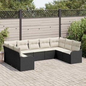 vidaXL Σετ Καναπέ Κήπου 9 pcs Μαύρο και λευκό συνθετικό ρατάν