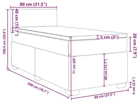 Κρεβάτι Boxspring με Στρώμα Ανοιχτό Γκρι 80x200 εκ. Βελούδινο - Γκρι