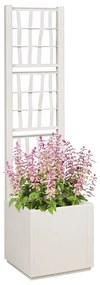 vidaXL Γλάστρος με πλέγμα λευκό 36 x 36 x 140 εκ. Πλαστικός