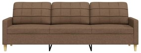 vidaXL Καναπές Τριθέσιος Καφέ 210 εκ. Υφασμάτινος