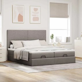 vidaXL Οθωμανικό κρεβάτι με στρώματα Taupe 180x200cm ύφασμα