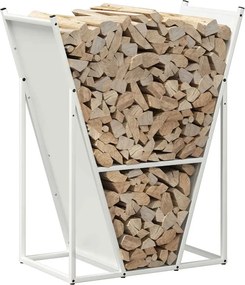 vidaXL Ράφι Καυσόξυλων Λευκό 69,5x35x81 εκ. Χάλυβας ψυχρής έλασης