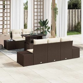 vidaXL Σετ Καναπέ Κήπου 6 pcs Καφέ και κρεμ 100 x 55 x 73 εκ